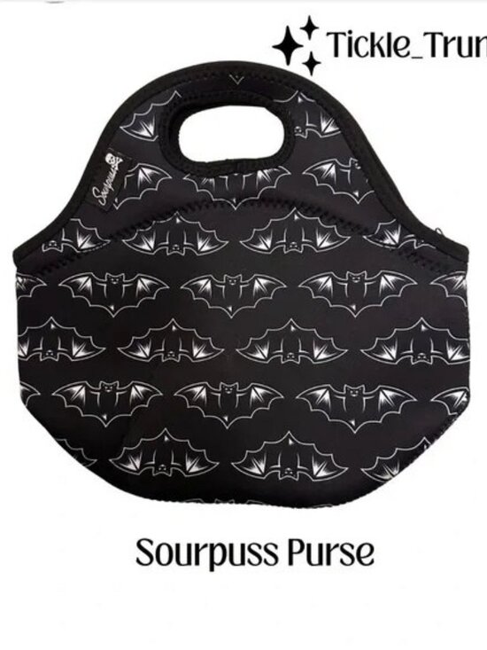 Sourpuss Handbags - Sourpuss Black and White Bat Design Purse